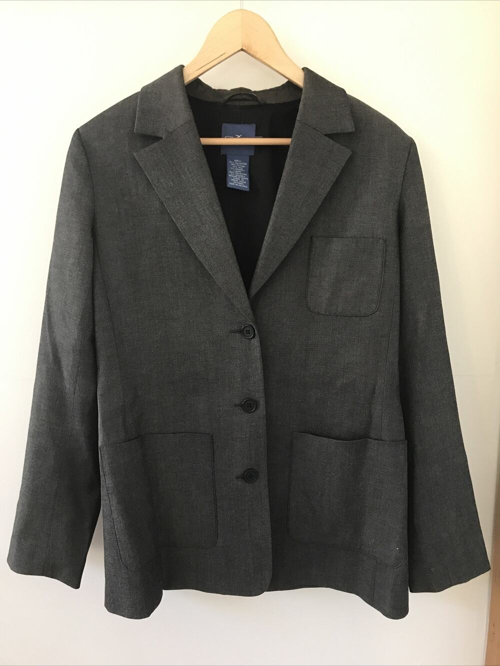 Vintage Faconnable Womens Gray Wool Blend Button Up Blazer Jacket Small 36"